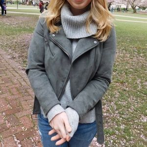 Grey Suede Moto Jacket